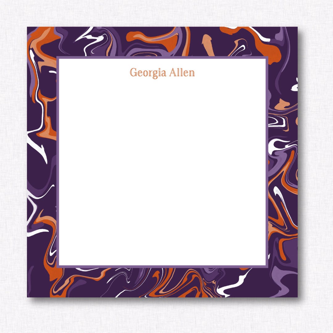Personalized Square Notepad, Notepad, Square Notepad, Purple and Orange ...