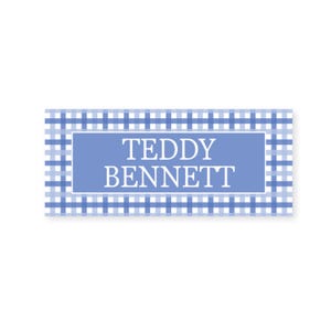 Personalized Gingham Vinyl Labels, School Stickers, Kids Stationery, Waterproof Decals, Custom Name Tags, Durable Adhesive