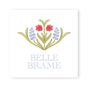Floral Gift tag, Floral Enclosure Card, Monogrammed Gift Tag