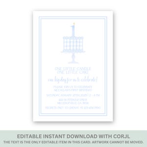 Boy&#39;s First Birthday Invitation: Cake Party, Editable Template (Digital Download)