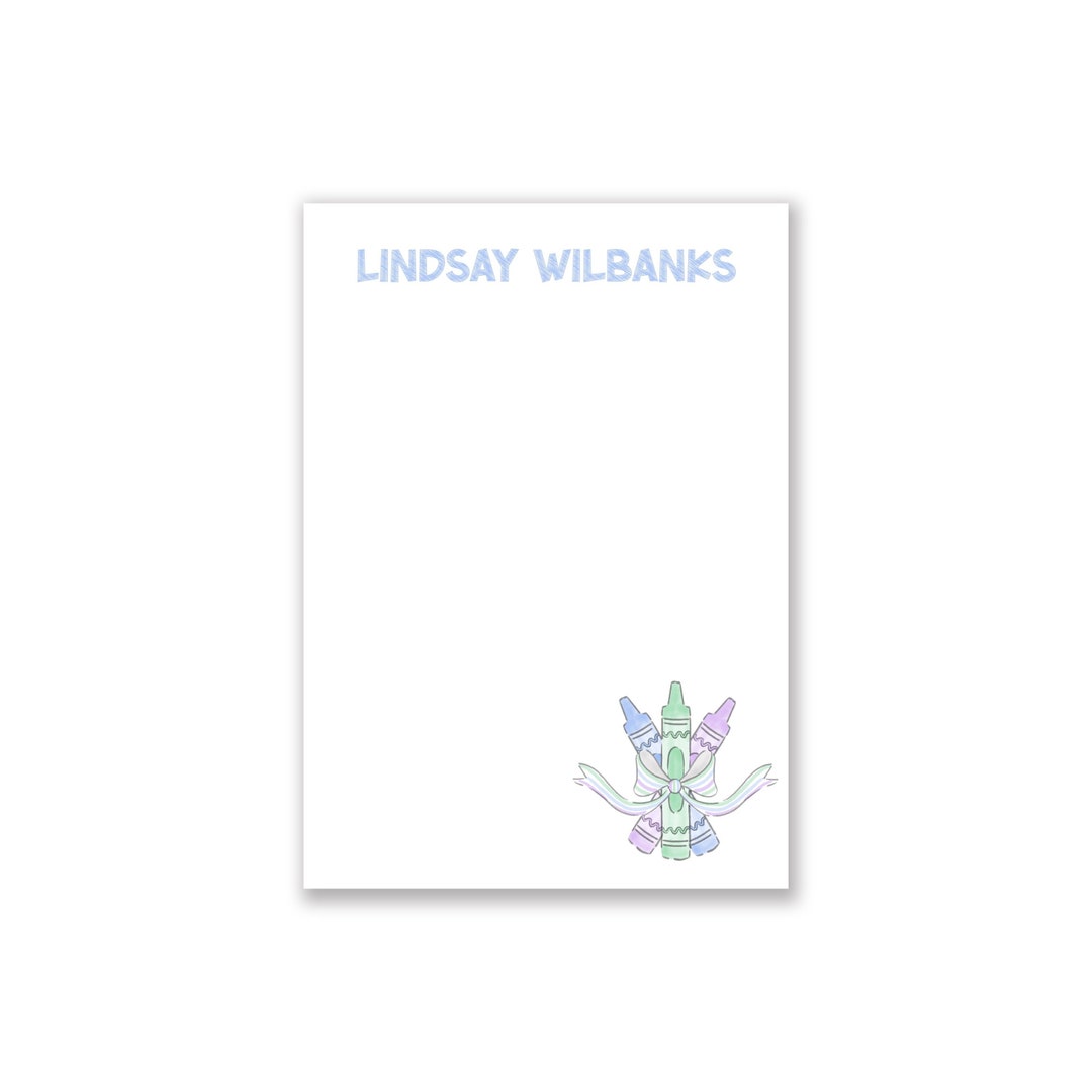 Crayon Personalized Notepad, Teachers Notepad, Gift for Teacher Etsy