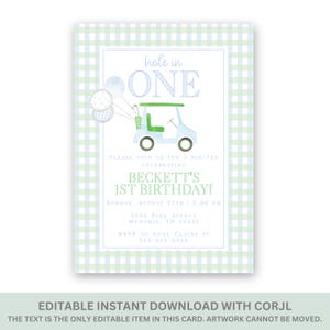 Golf Birthday Party Invitation: Hole in One, Boy Birthday (Digital Download)
