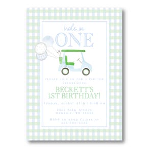 Hole in ONE First Birthday Invitation, Boy Birthday, Boy First Birthday
