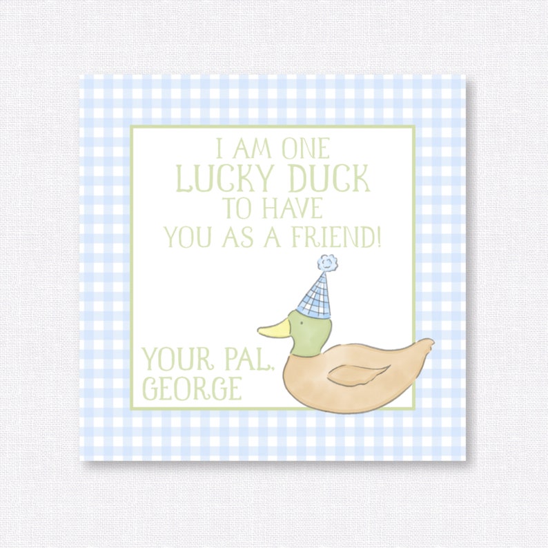 Lucky Duck Birthday Tag, Thank You Favor Card (Digital Download) image 4