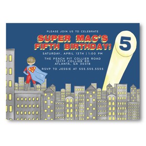 Superhero Boy Birthday Party Invitation, Children&#39;s Birthday Invitation, Printed Invitation