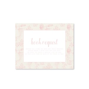Afdrukbare aanvraagkaart babyshowerboek, roze toile, klein meisje, instant digitale download