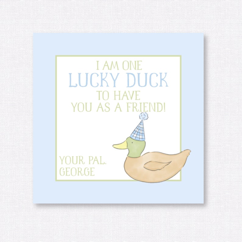 Lucky Duck Birthday Tag, Thank You Favor Card (Digital Download) image 2