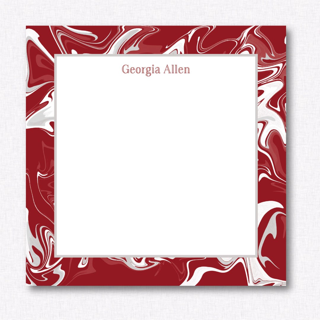 Personalized Square Notepad, Notepad, Square Notepad, Crimson and White ...