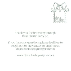 a thank card for a dear charlotte party