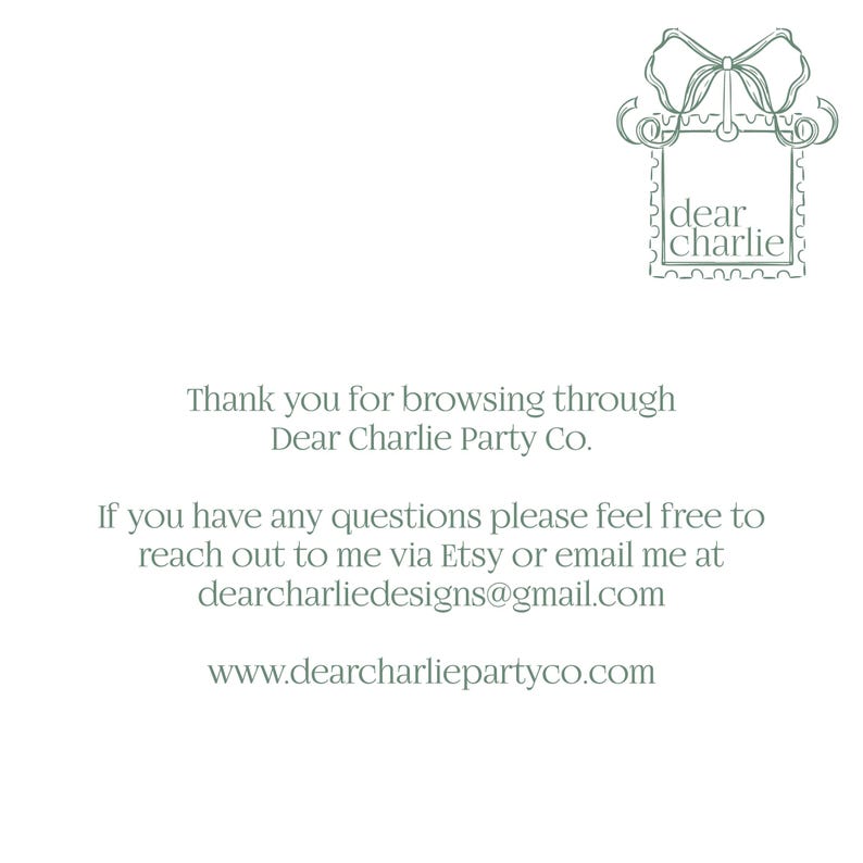 a thank card for a dear charlotte party