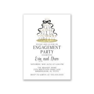 Champagne Engagement Party Invitation, Printed Engagement Invitation