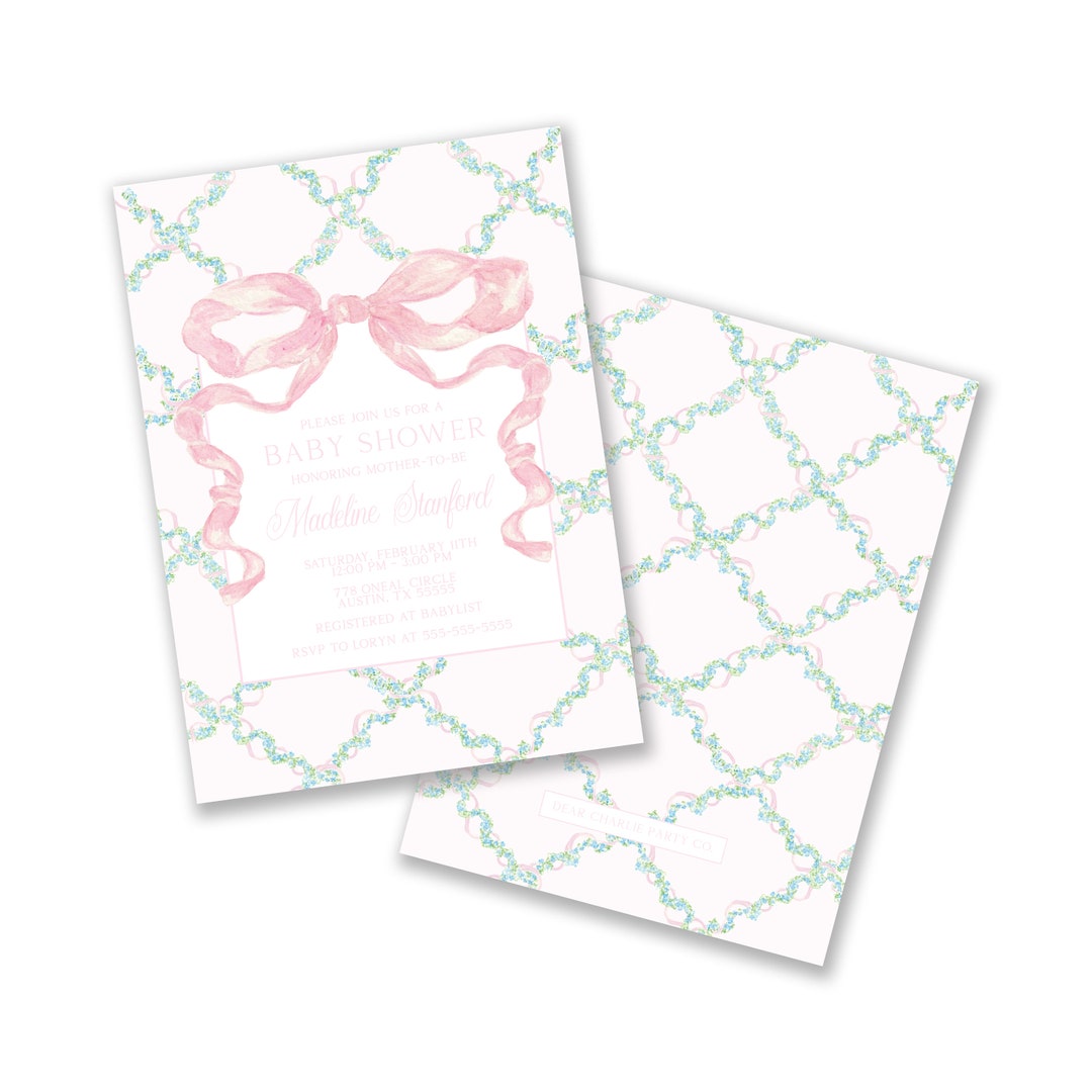 Printable, Pink Classic Baby Shower Invitation, Classic Girl Baby Shower, Digital Download - Etsy