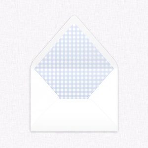 ENVELOPE UPGRADE | Euro Flap Envelope Liner, 5x7 Envelope Liner, Small Blue Gingham Envelope Liner