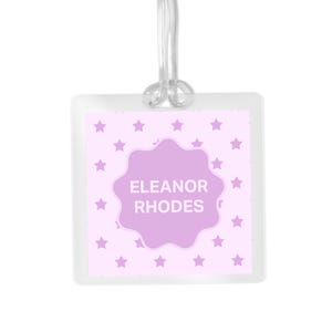 Personalized Purple Star Luggage Tag | Kids Backpack Name Tag