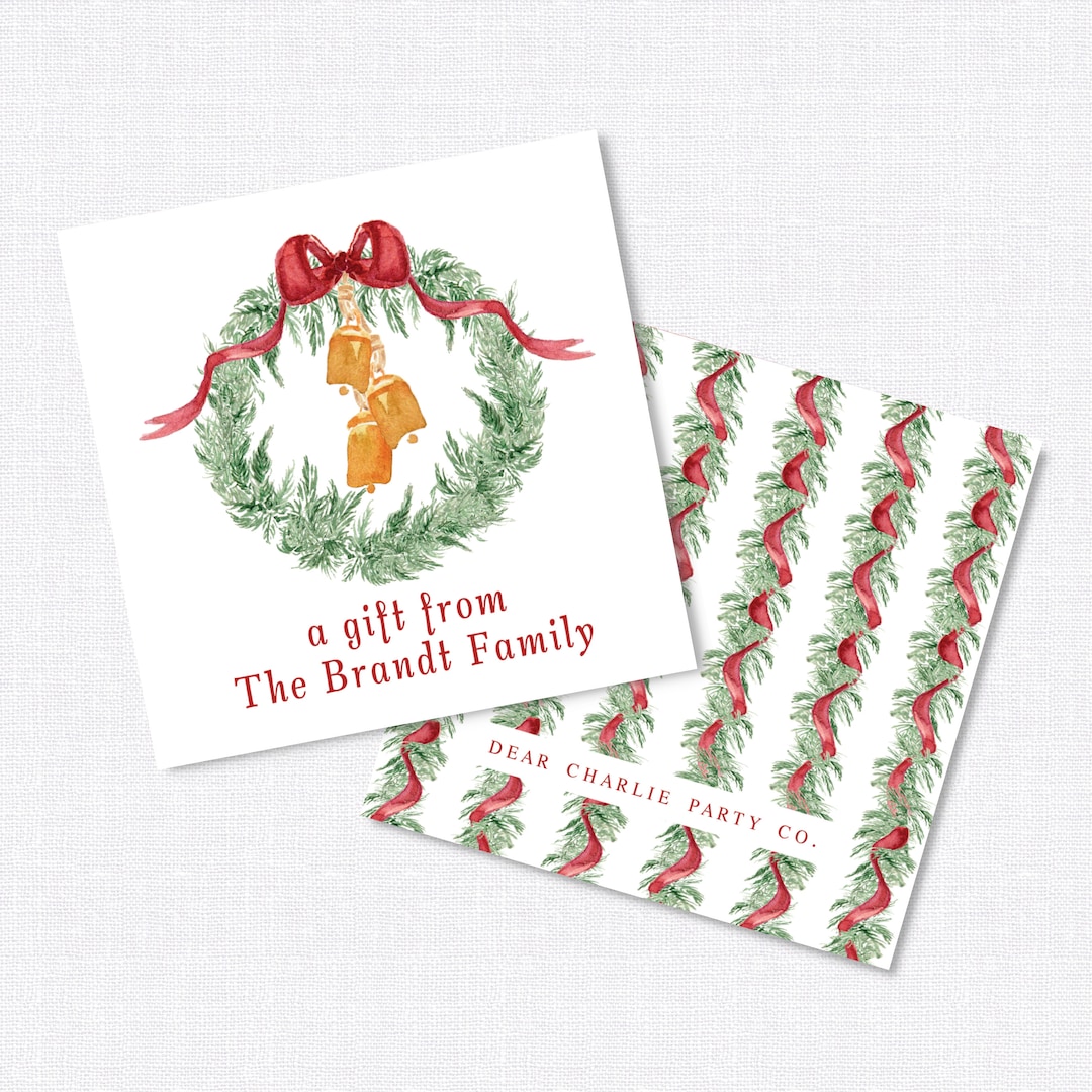 Christmas Wreath Enclosure Card Christmas Gift Tag Holiday Etsy