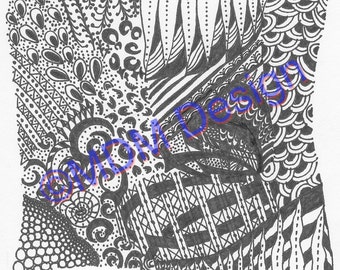 Zentangle Drawing Instant Digital Download