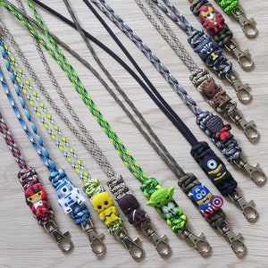 Nerdy Paracord ID Lanyard with Character Charm – Handmade USA