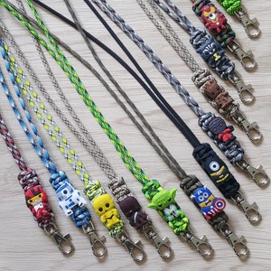 Nerdy Paracord Character Lanyard - CHARMS - Super Heroes and Cartoons for boys, girls and adults