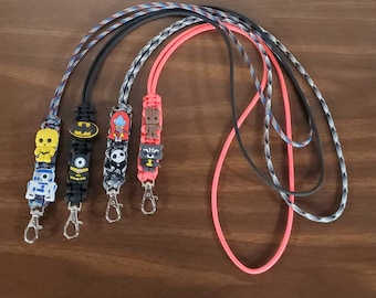 Nerdy Paracord Lanyard with 2 Character Charms – Handmade