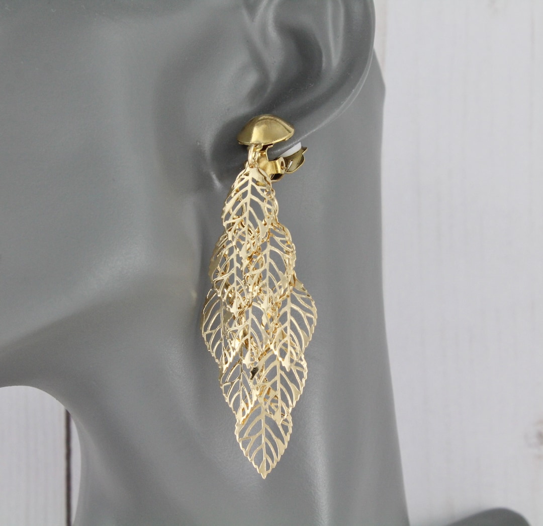 Multi-Layer Gold Filigree Leaf Chandelier Earrings – SeaSpray Jewelry