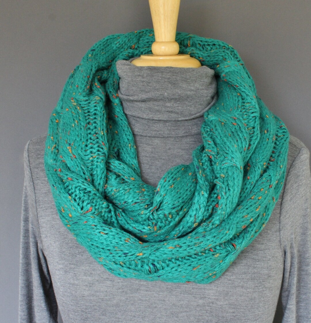 Teal Cable Knit Infinity Scarf Soft Chunky Knit Circle Endless Loop ...