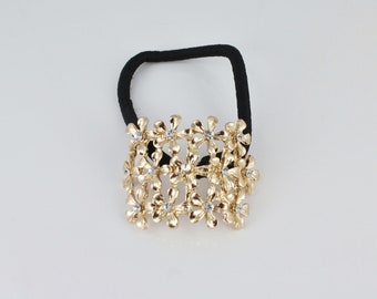 cuff ponytail holder gold silver metal genie cover hair tie band circle wrap ring lightly brushed texture