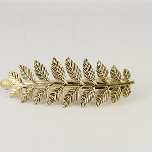 Gold laurel leaf leaves metal side alligator gator clip hair claw bridal prom 3.5" long