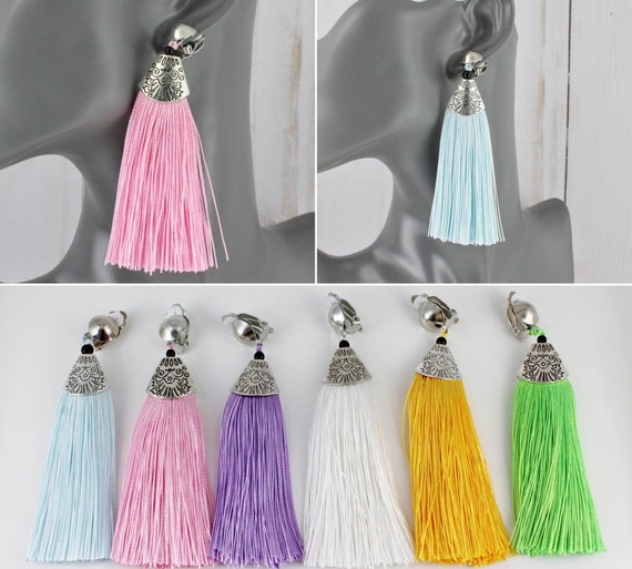 Clip on hotsell tassel earrings