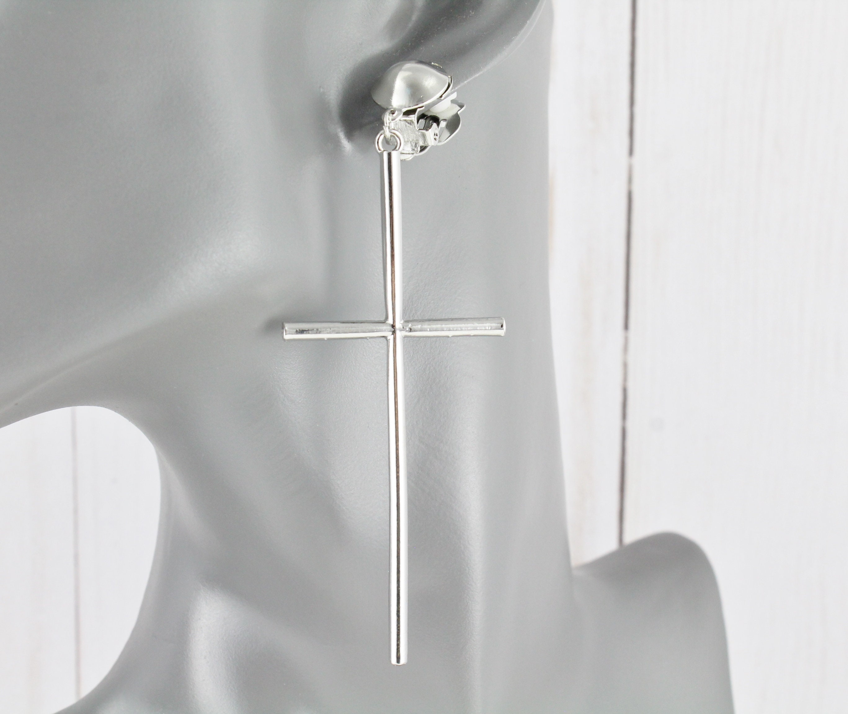 The Small Cross Earrings (Clip)
