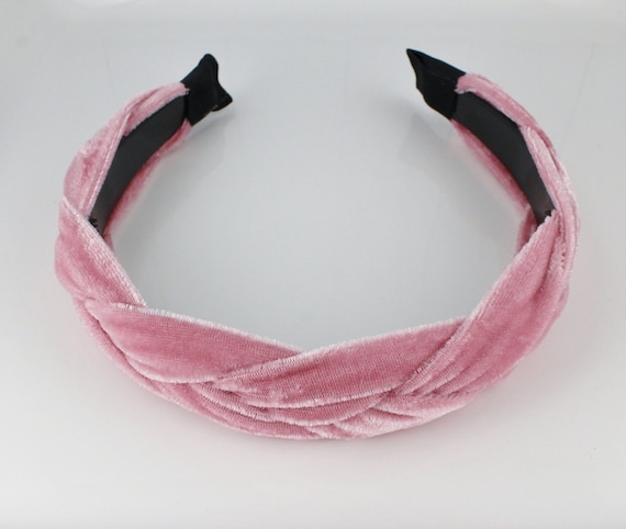 Pink Velvet Headband Turban Braided Hair Band Soft Velvet  display picture 2
