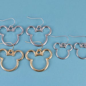 mouse ears earrings outline medallion dangle earrings small very lightweight dangles Great to wear at the parks Silver or Gold