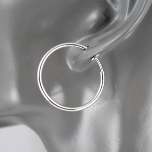 Clip On Silver hoop earrings lightweight hoops 1 1/8&quot; wide light shiny silver clips non-pierced earrings