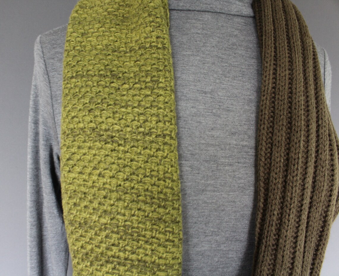 Olive Green knit infinity scarf soft chunky ribbed knit circle Etsy