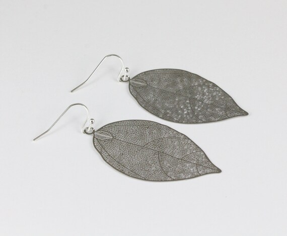 Silver filigree deals leaf earrings