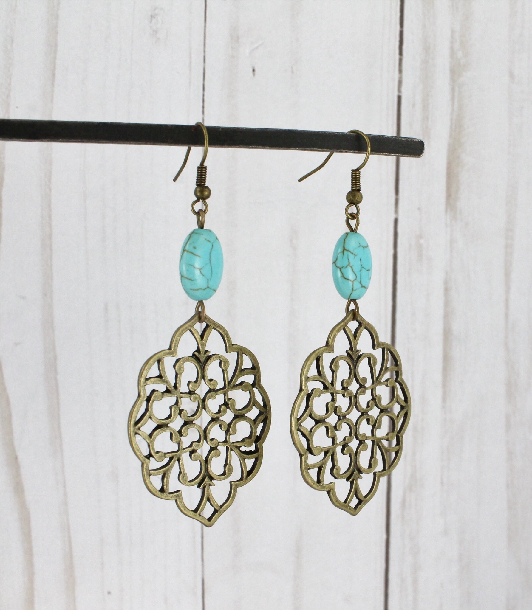 Bronze Filigree Earrings lightweight 3 long dangle Etsy