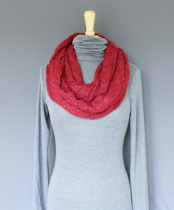 Pink jersey long circular infinity endless loop circle super soft scarf