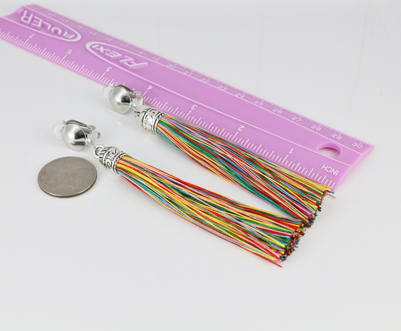 Tassel Clip on Earrings Dangle 4.25 Long Clip Earrings Etsy