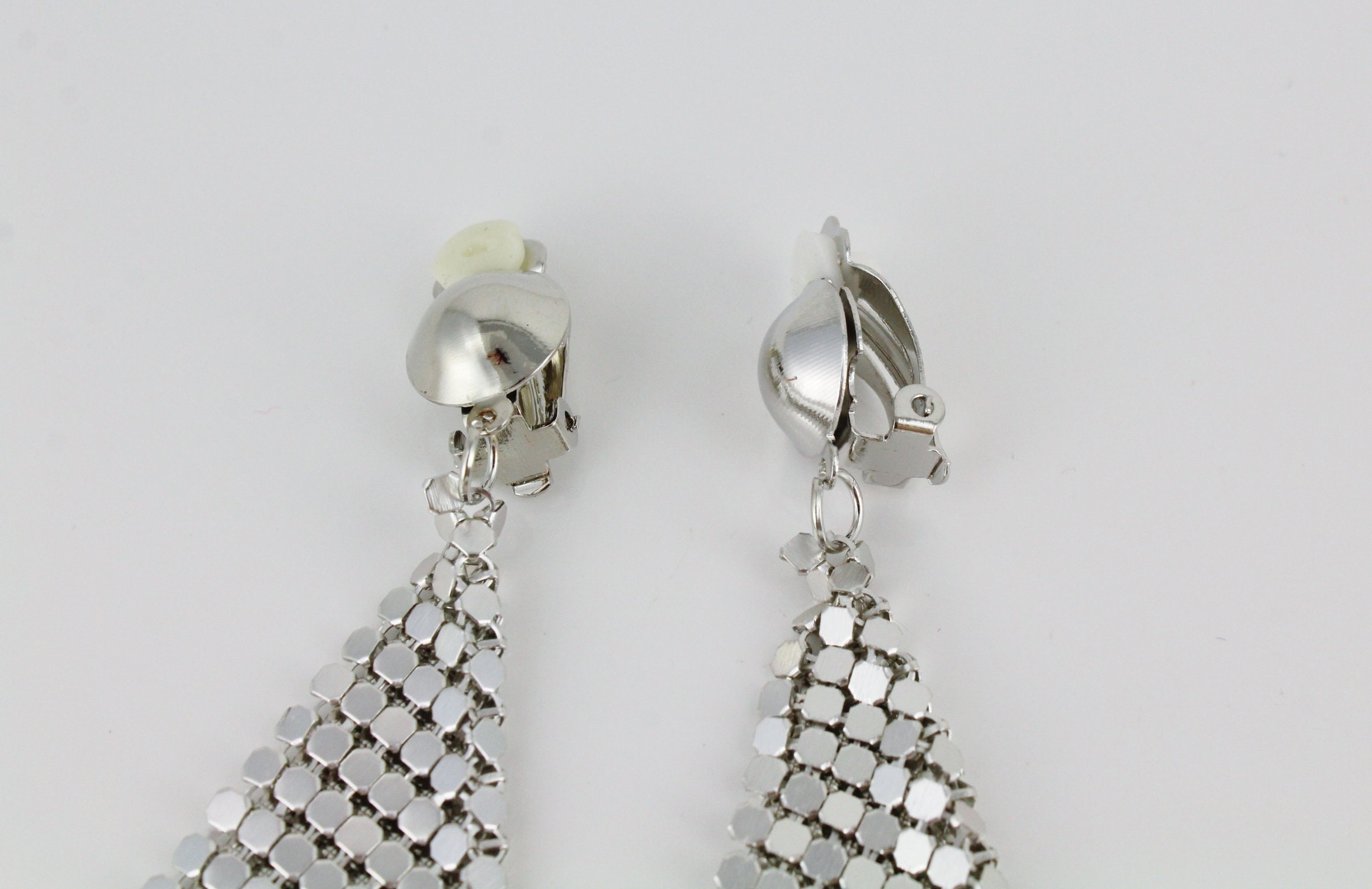 Silver Clip on Earrings Lightweight Dangle Clips Liquid Mesh Etsy