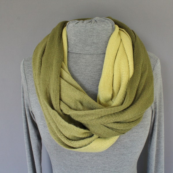 Olive Green ombre scarf super soft flat knit infinity scarf soft chunky knit circle endless loop long circular scarf scarf fall winter scarf