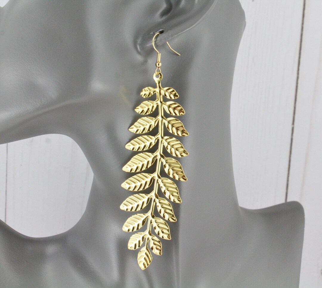 Brass Earring - Big Leaf