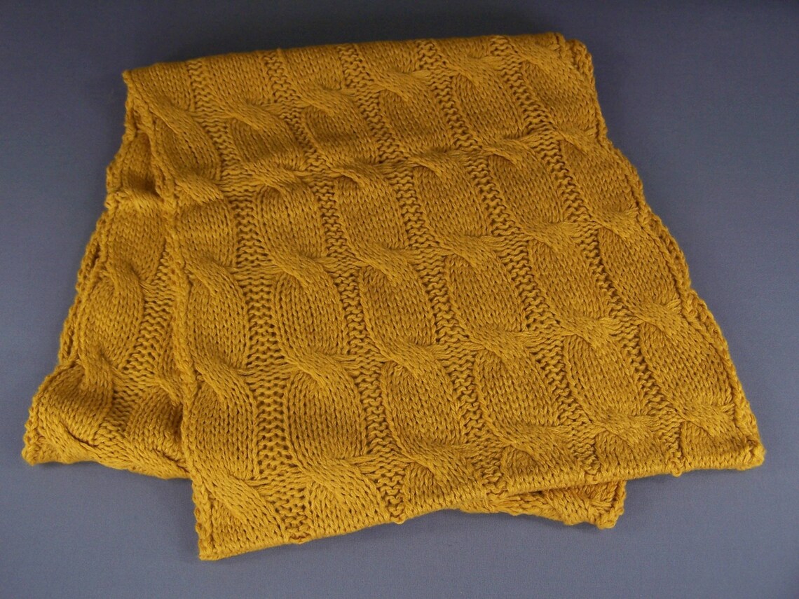 Mustard Cable Knit Infinity Scarf Soft Chunky Knit Circle Endless Loop ...