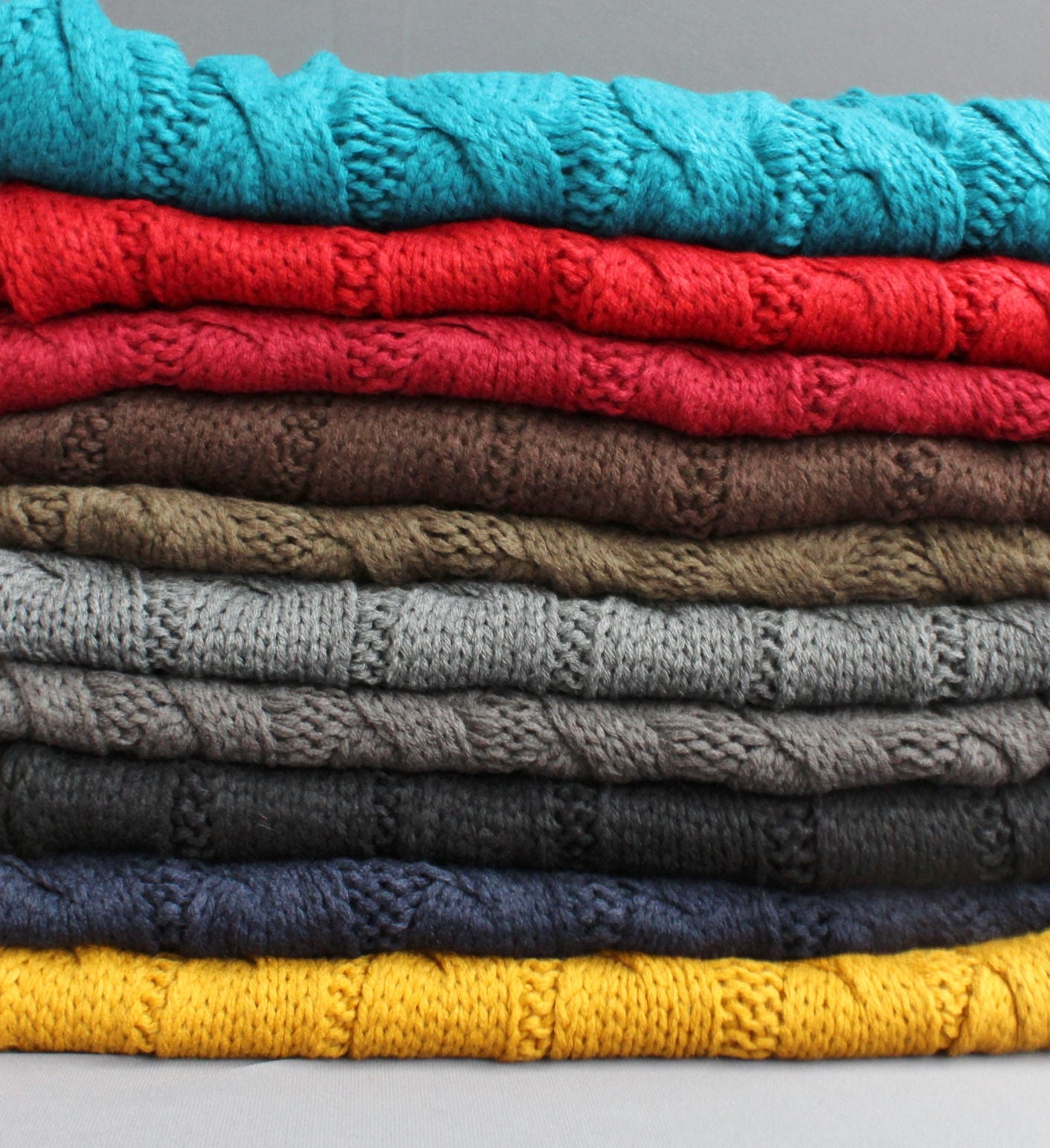Mustard Cable Knit Infinity Scarf Soft Chunky Knit Circle Endless Loop ...