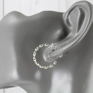 Silver Clip On twist hoop earrings hoops 3/4&quot; wide light clear omega clips non-pierced earrings very lightweight and comfortable