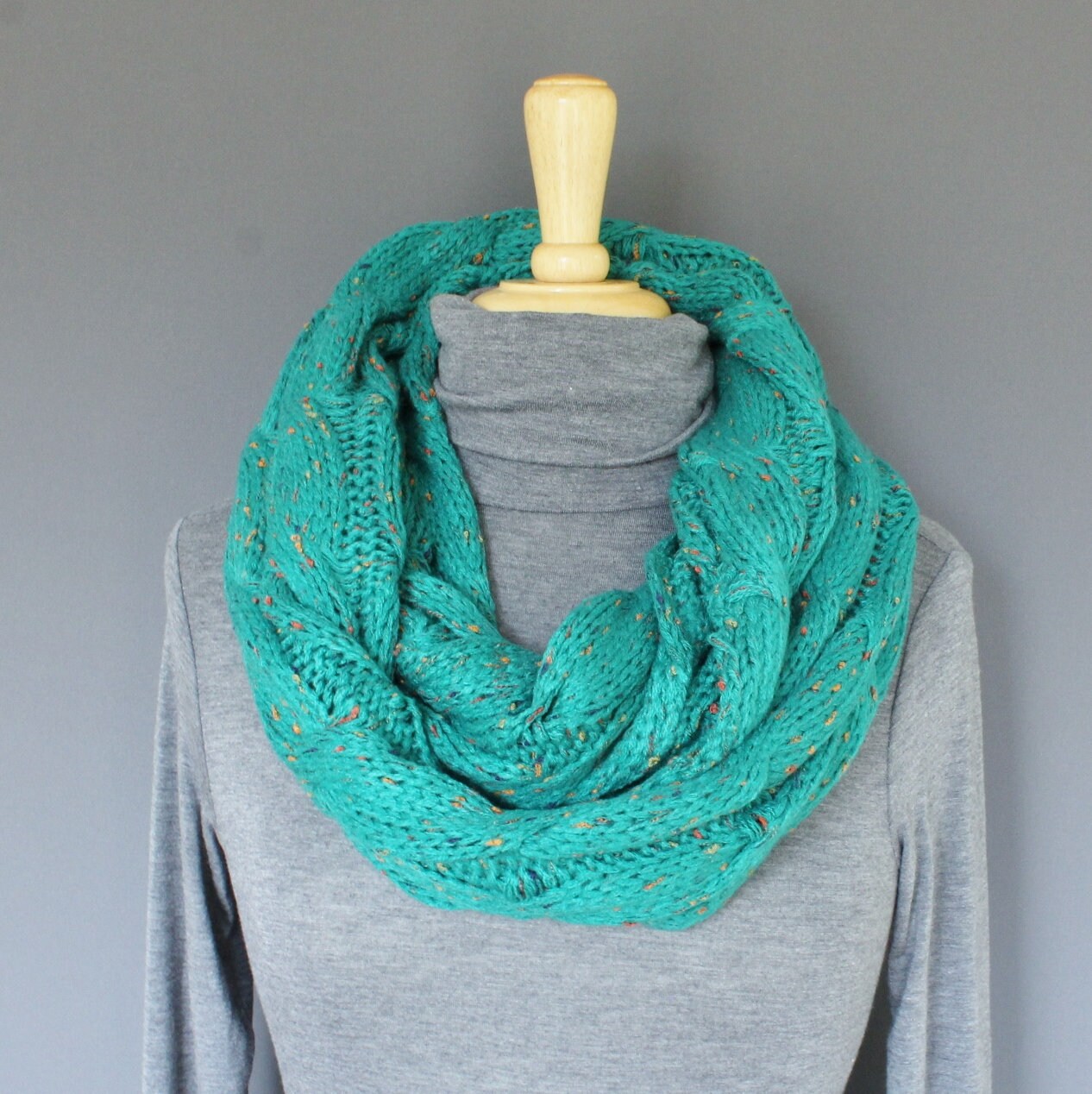 Teal Cable Knit Infinity Scarf Soft Chunky Knit Circle Endless Loop ...