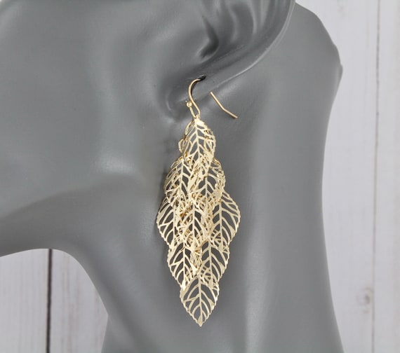 Leaf chandelier earrings best sale
