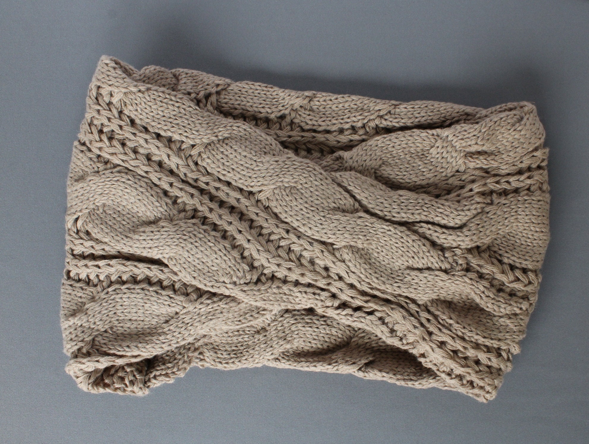 Beige Cable Knit Infinity Scarf Soft Chunky Knit Circle Endless Loop ...