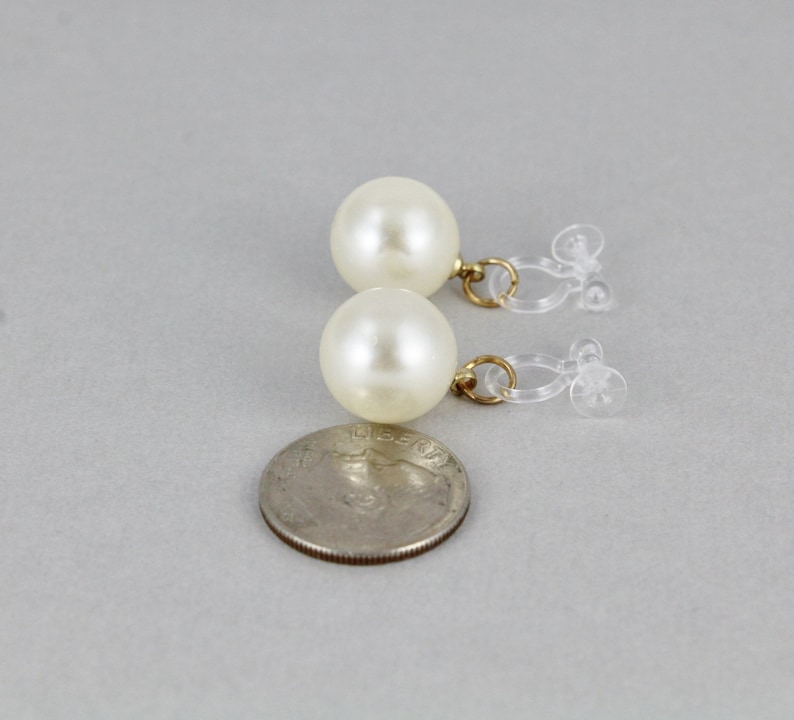 Faux pearl clip on earrings dangle lightweight cream faux Etsy