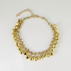 Jingle bells anklet ankle bracelet jewelry jingly bell 8 to 11 inches long adjustable hippie gold tone