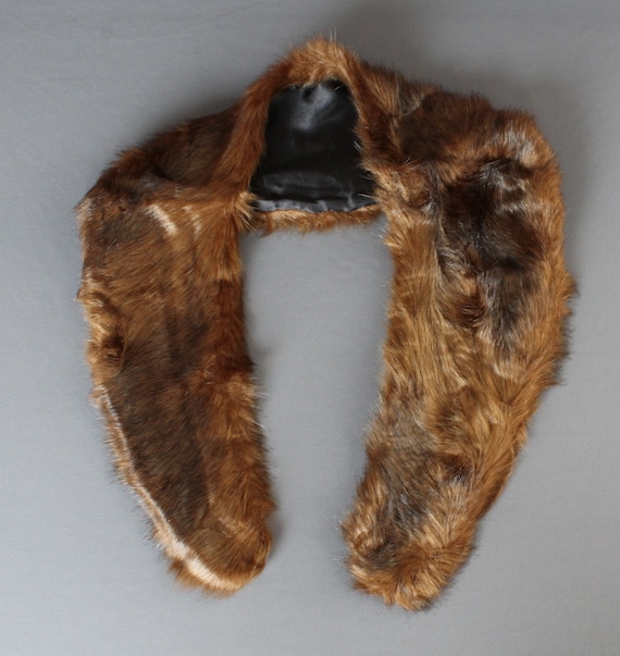 Dark Brown Black Scarf Faux Fur Furry Scarf Neck Wrap Warmer