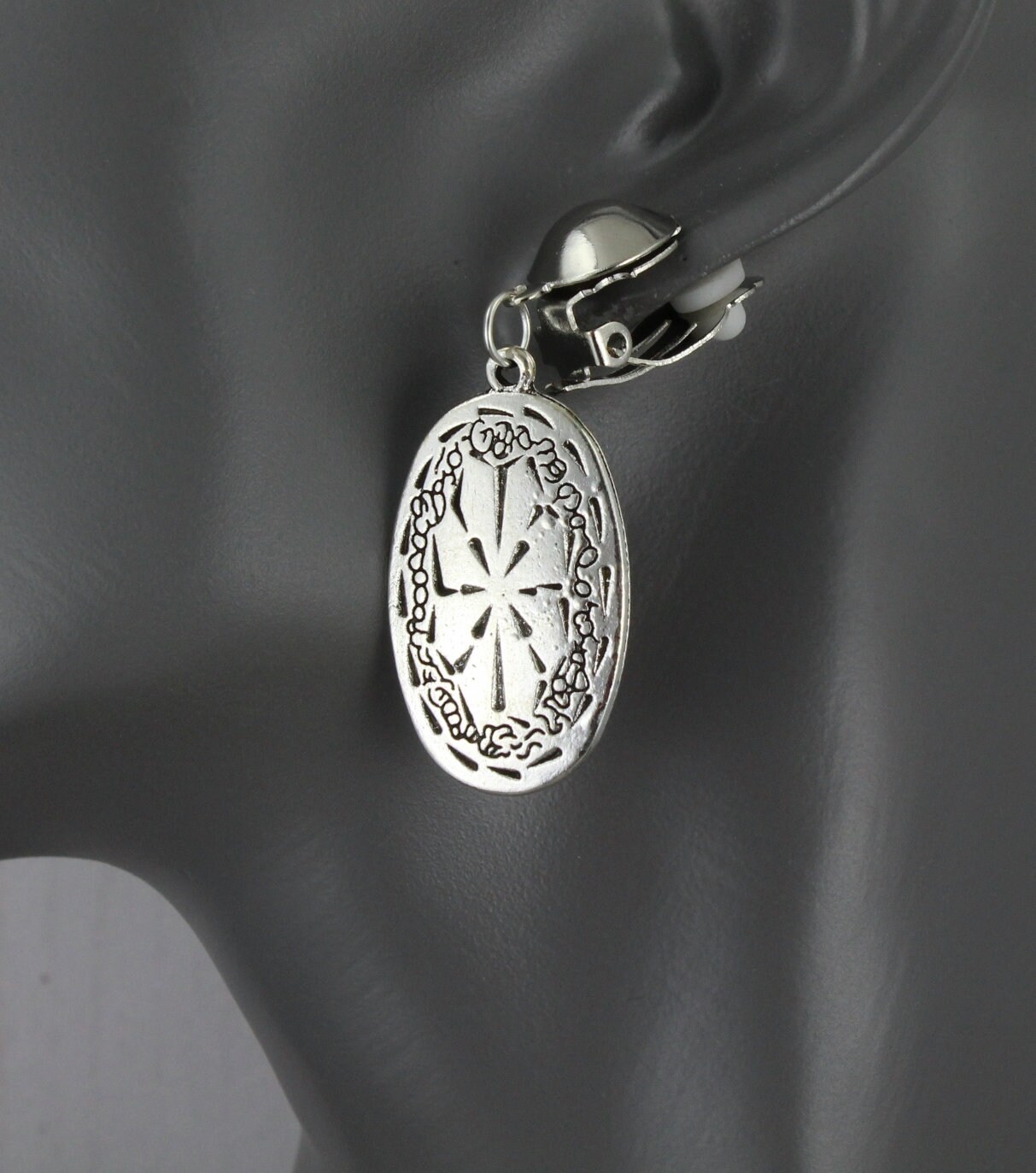 10-Pack Silver Plated Brass Filigree Dome Earring Blanks - 15x12mm, Closed Loop, Clip-On Style